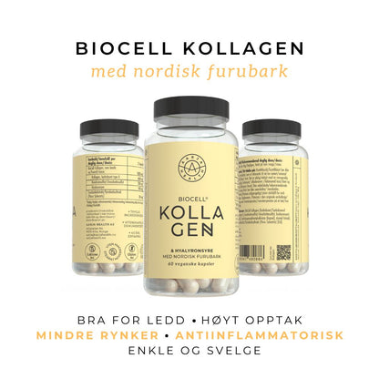 KOLLAGEN 2 + HYALURONSYRE + FURUBARK (Vegan kapsel)