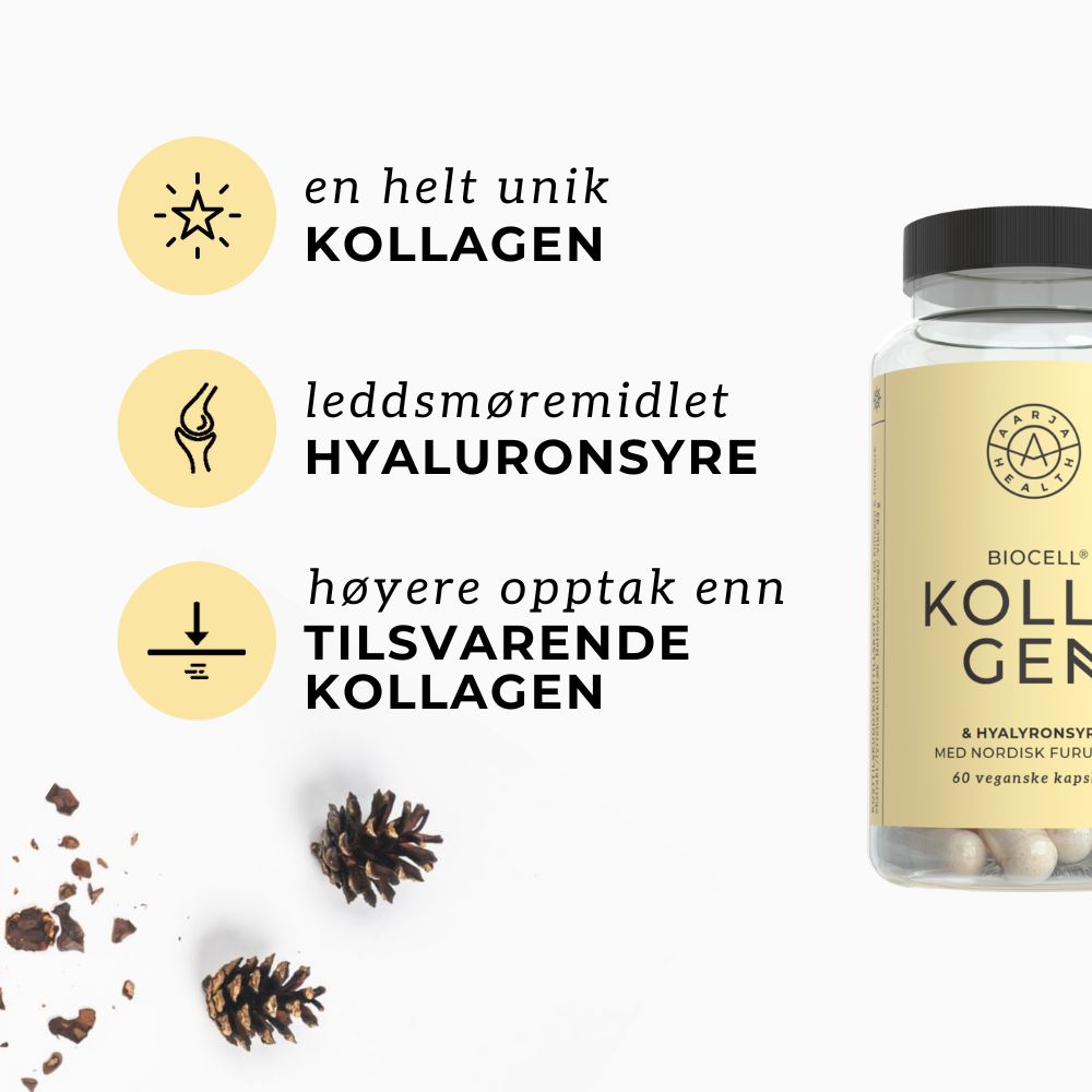 KOLLAGEN 2 + HYALURONSYRE + FURUBARK (Vegan kapsel)