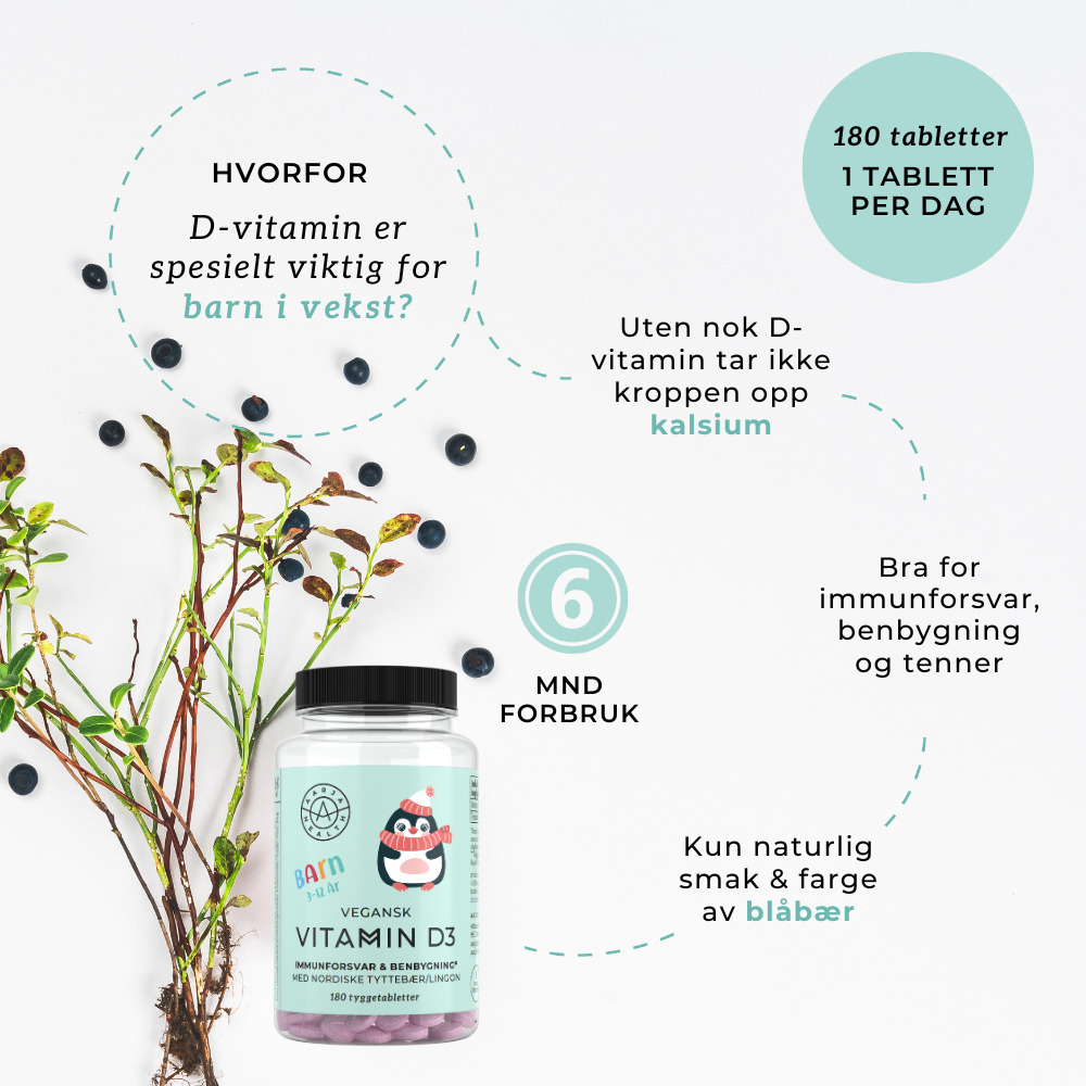 VITAMIN D3 + TYTTEBÆR FOR BARN (Vegan)