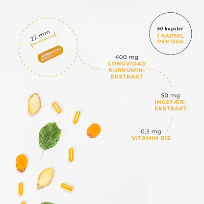 KURKUMIN + INGEFÆR + B12 (Vegan)